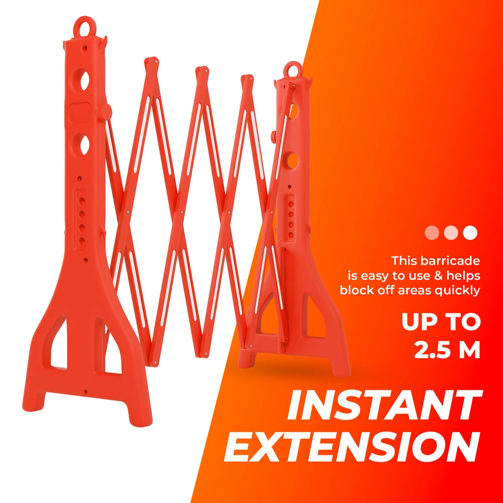 Expandable Mobile Safety Barrier 2.5M – Red | Folding Plastic Barricade