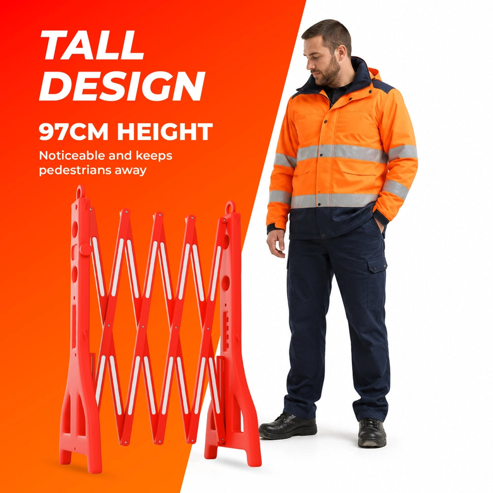 Expandable Mobile Safety Barrier 2.5M – Red | Folding Plastic Barricade