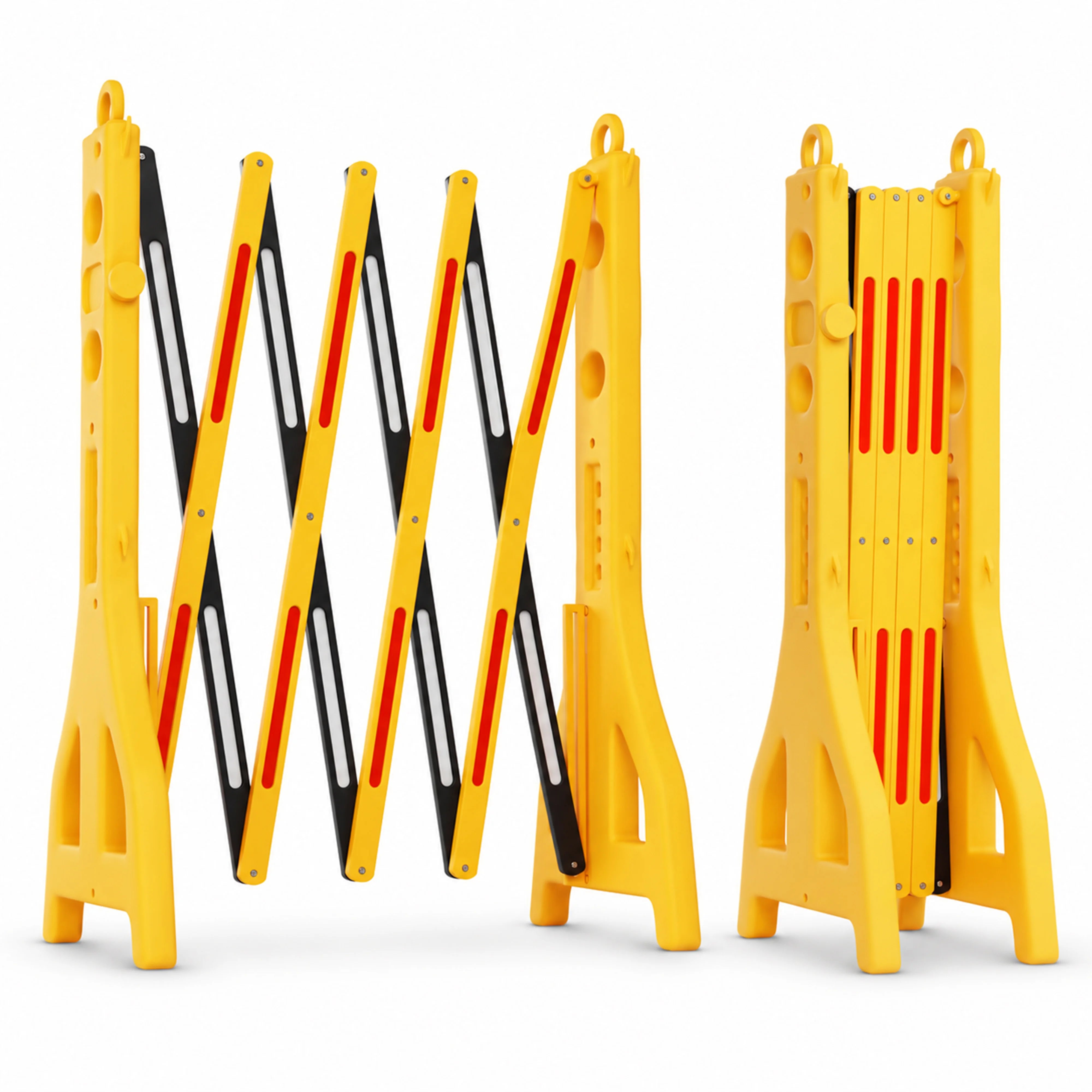 2.5M Mobile Safety Barrier Yellow & Black | Expandable Barricade with Reflective Strips