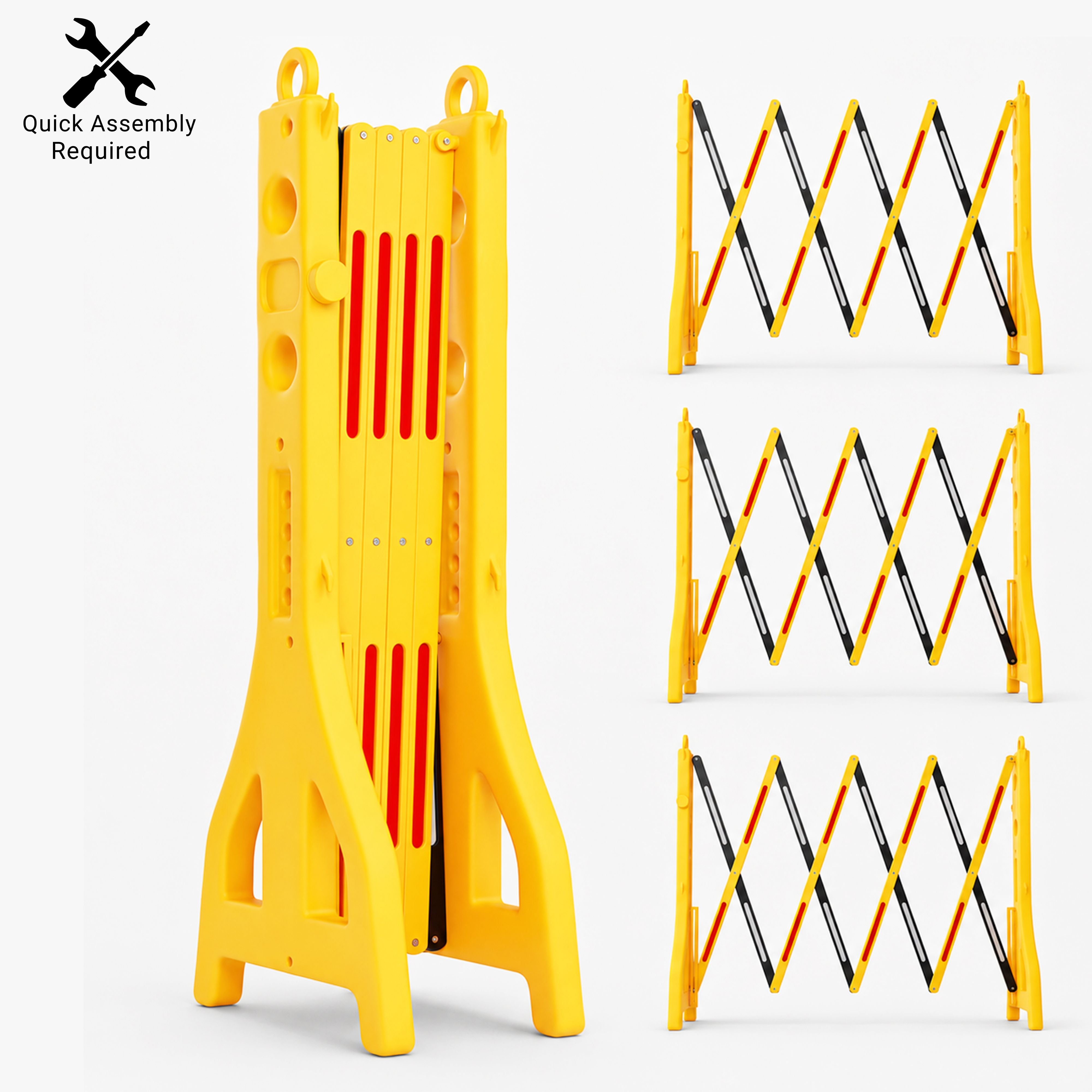2.5M Mobile Safety Barrier Yellow & Black | Expandable Barricade with Reflective Strips