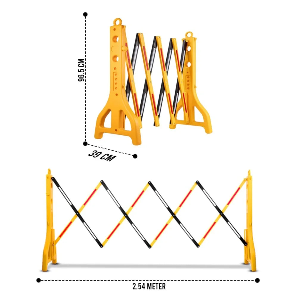 Expandable Mobile Safety Barrier 2.5M | Yellow & Black Folding Barricade