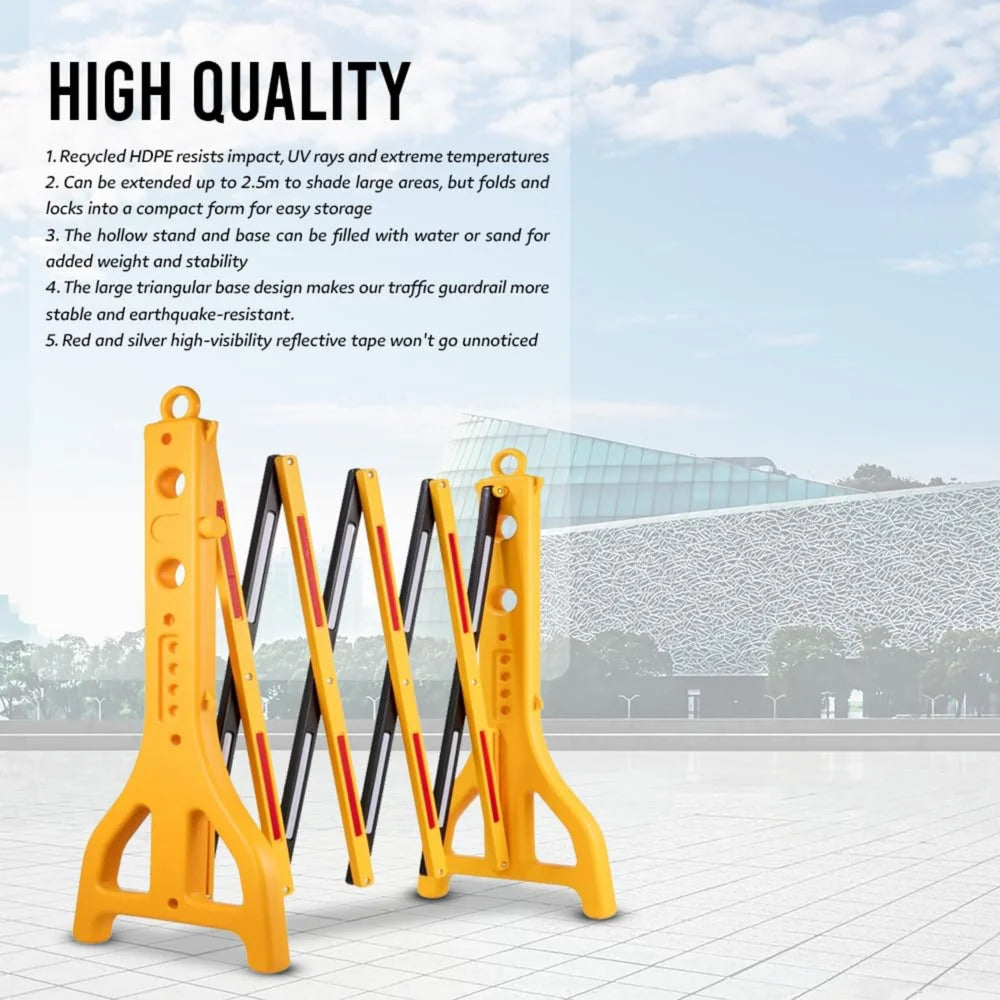 Expandable Mobile Safety Barrier 2.5M | Yellow & Black Folding Barricade