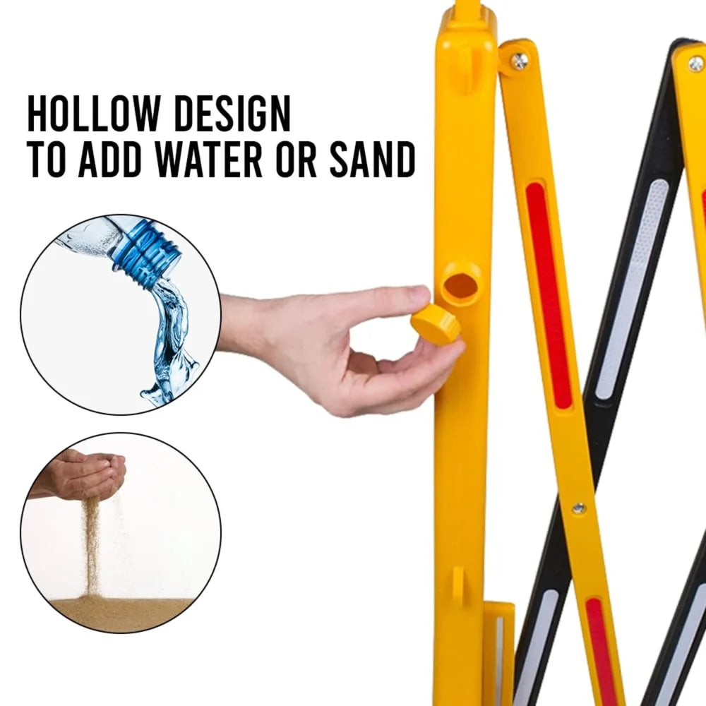 Expandable Mobile Safety Barrier 2.5M | Yellow & Black Folding Barricade