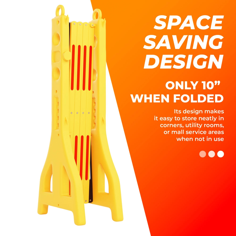 2.5M Mobile Safety Barrier Yellow & Black | Expandable Barricade with Reflective Strips