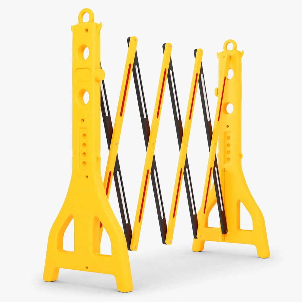 2.5M Mobile Safety Barrier Yellow & Black | Expandable Barricade with Reflective Strips
