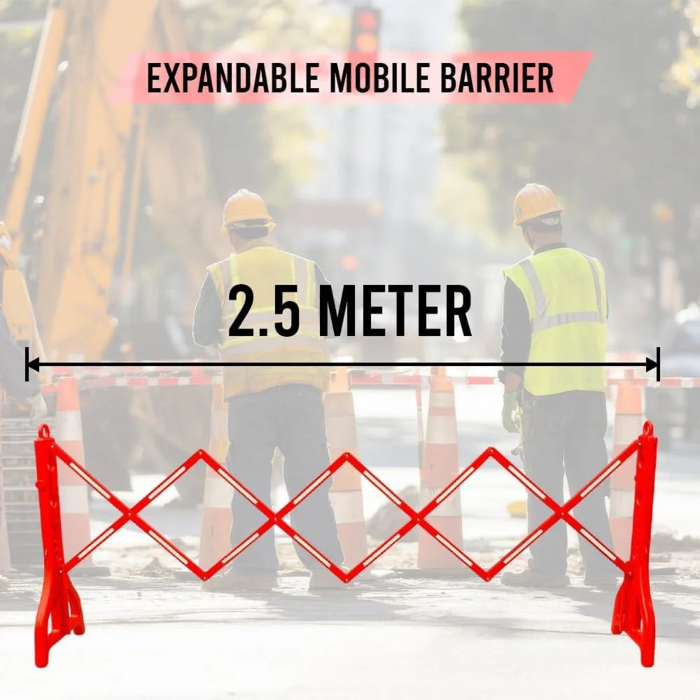 Expandable Mobile Safety Barrier 2.5M – Red | Folding Plastic Barricade
