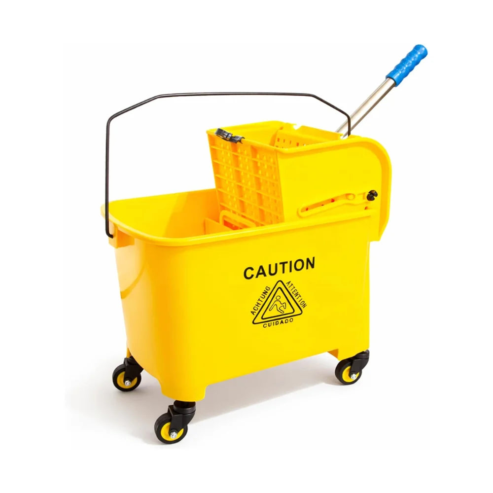 20L Kentucky Mop Bucket with Wringer | Yellow Cleaning Trolley with Wheels
