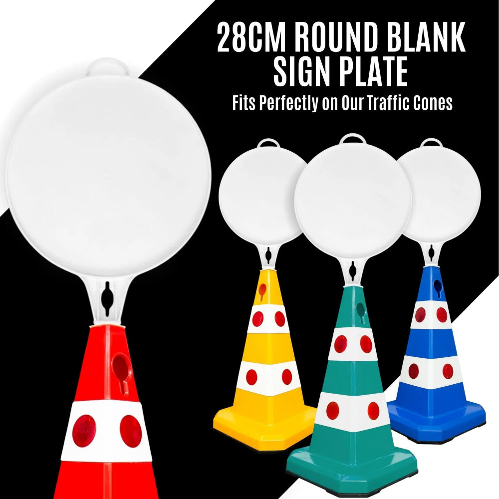 28CM Round Blank Sign Plate for Traffic Cones & Safety Barriers