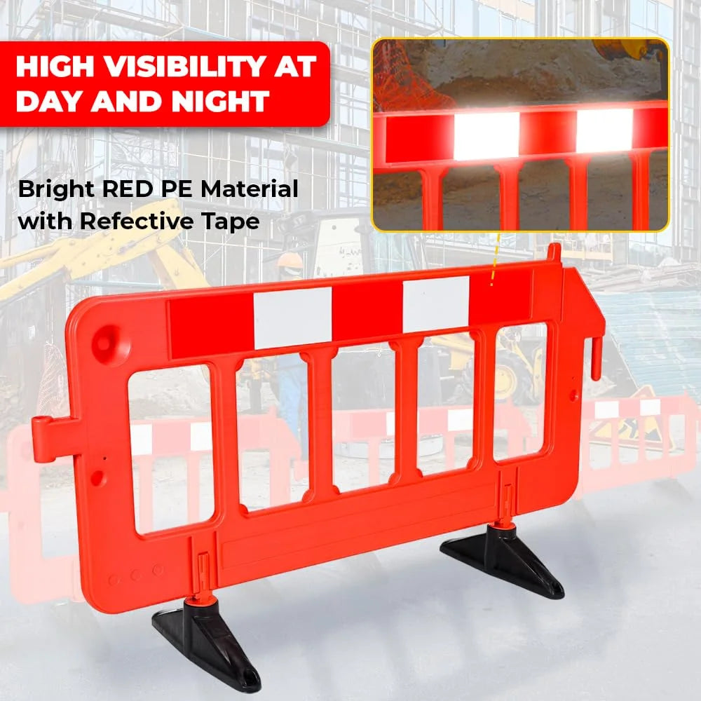 2 meter Chapter 8 safety barrier with red weighted base for roadworks and hazard zones