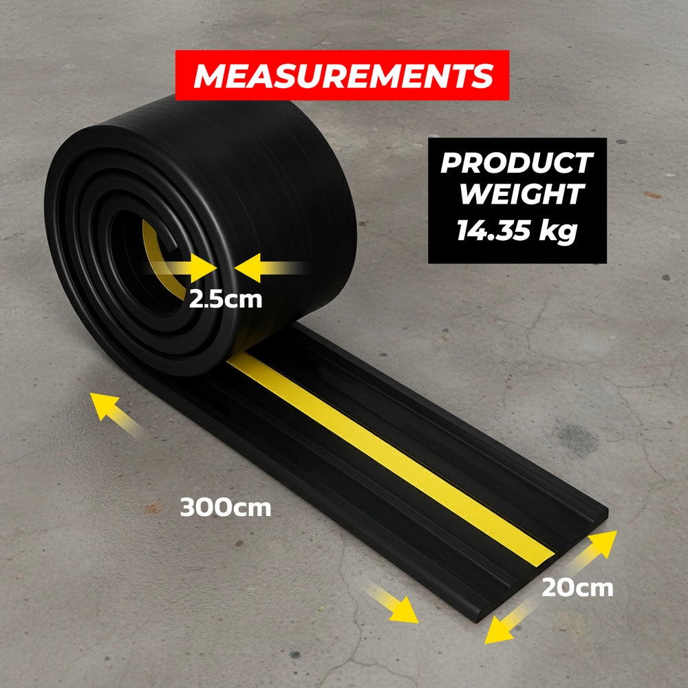3 Meter Wall Guard Protector | Heavy Duty Garage & Parking Wall Bumper - Black & Yellow | 300× 20× 2.5CM