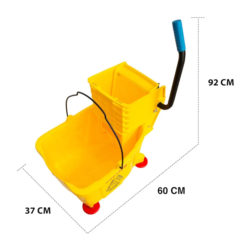 32L Kentucky Mop Bucket with Wringer | Yellow Cleaning Trolley on Wheels