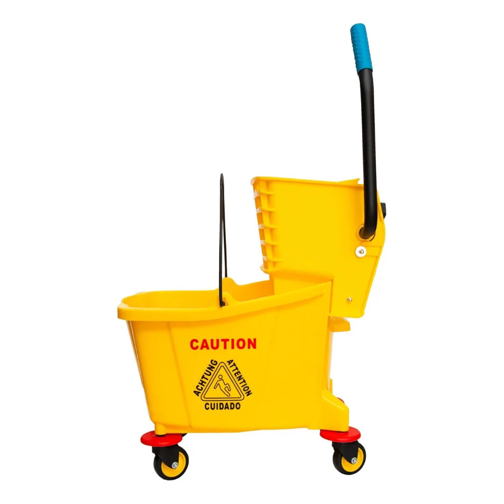 32L Kentucky Mop Bucket with Wringer | Yellow Cleaning Trolley on Wheels