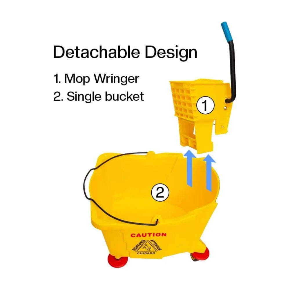 36L Kentucky Mop Bucket with Wringer | Yellow Cleaning Trolley