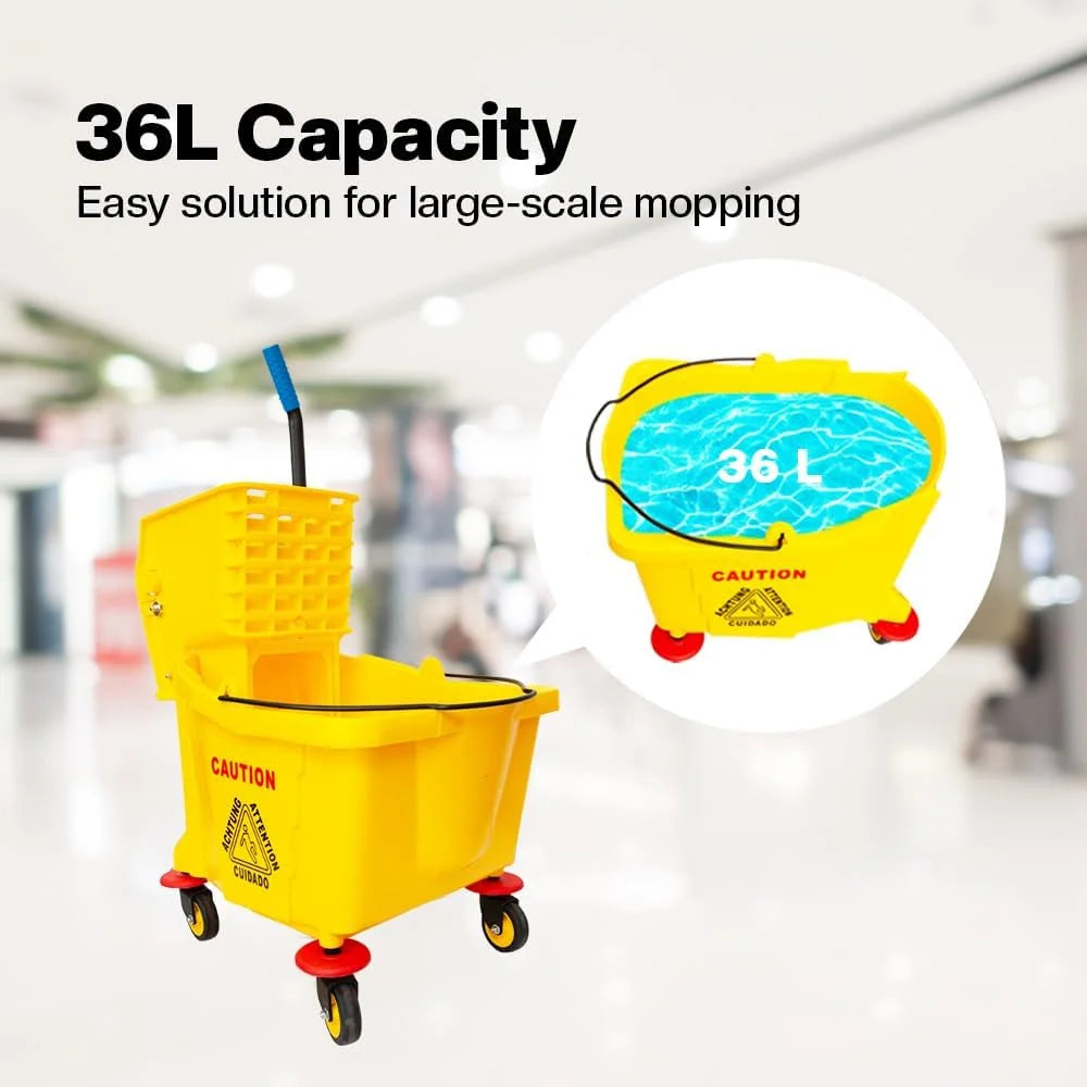 36L Kentucky Mop Bucket with Wringer | Yellow Cleaning Trolley