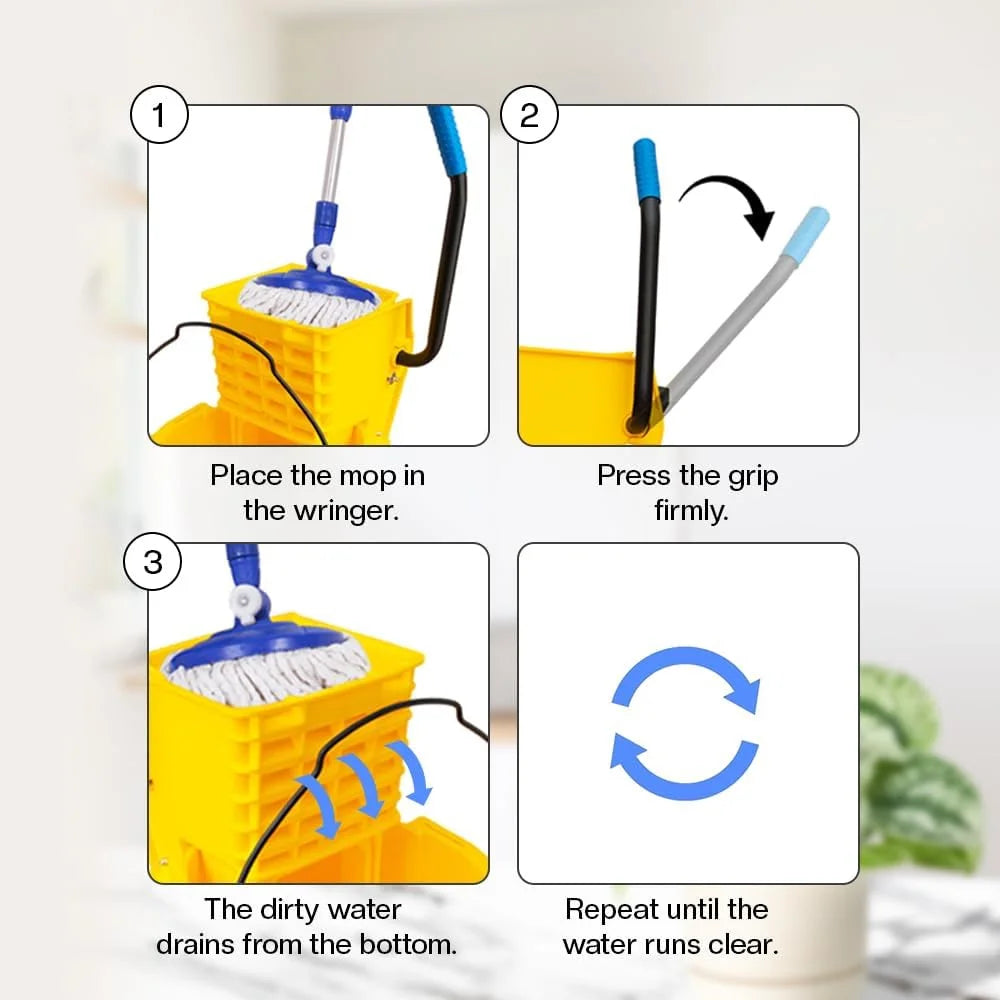 36L Kentucky Mop Bucket with Wringer | Yellow Cleaning Trolley