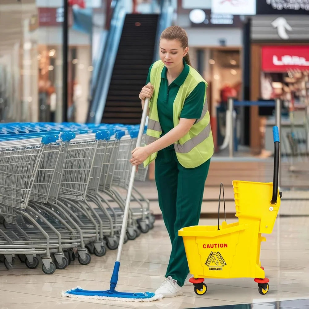 36L Kentucky Mop Bucket with Wringer | Yellow Cleaning Trolley