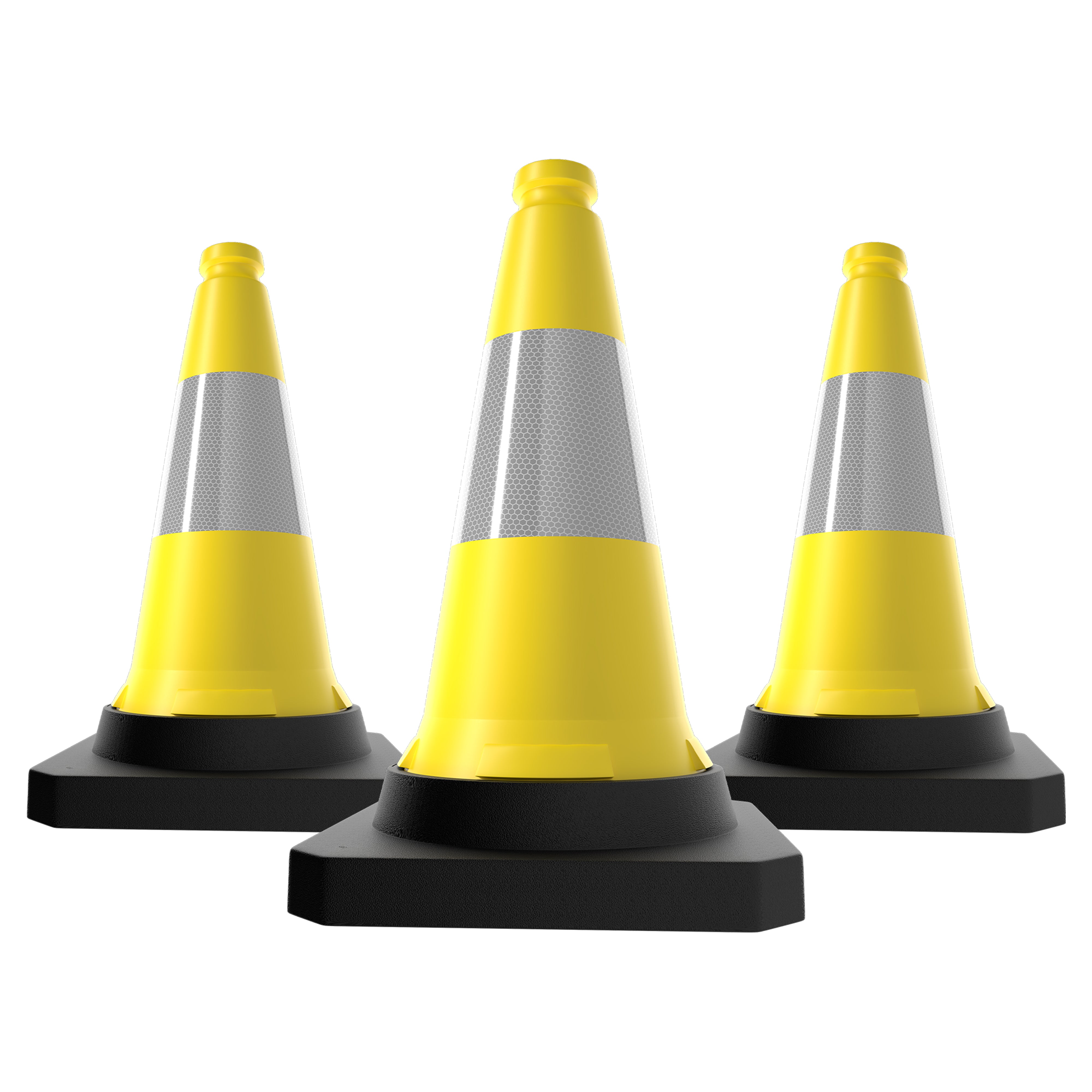500mm Yellow Traffic Cone High Visibility Reflective