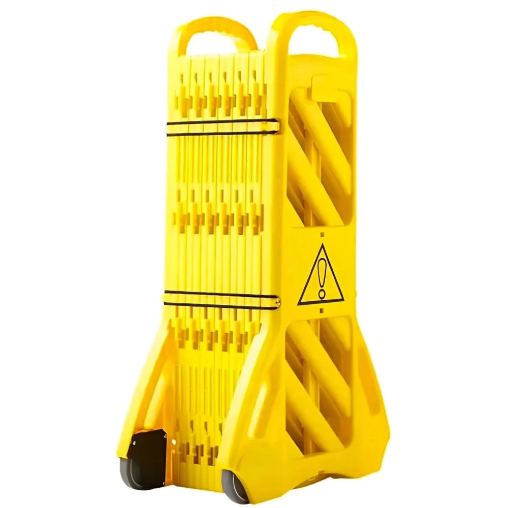4m Expandable Safety Barrier with Handle & 2 Wheels – Yellow