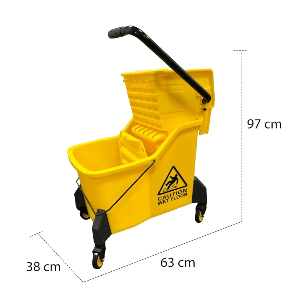 42L Kentucky Mop Bucket with Wringer | Yellow Cleaning Trolley on Wheels
