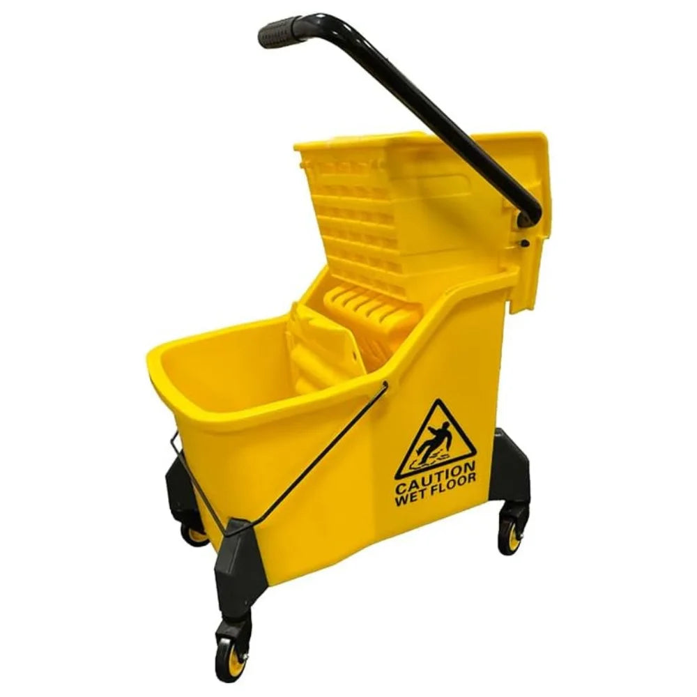 42L Kentucky Mop Bucket with Wringer | Yellow Cleaning Trolley on Wheels