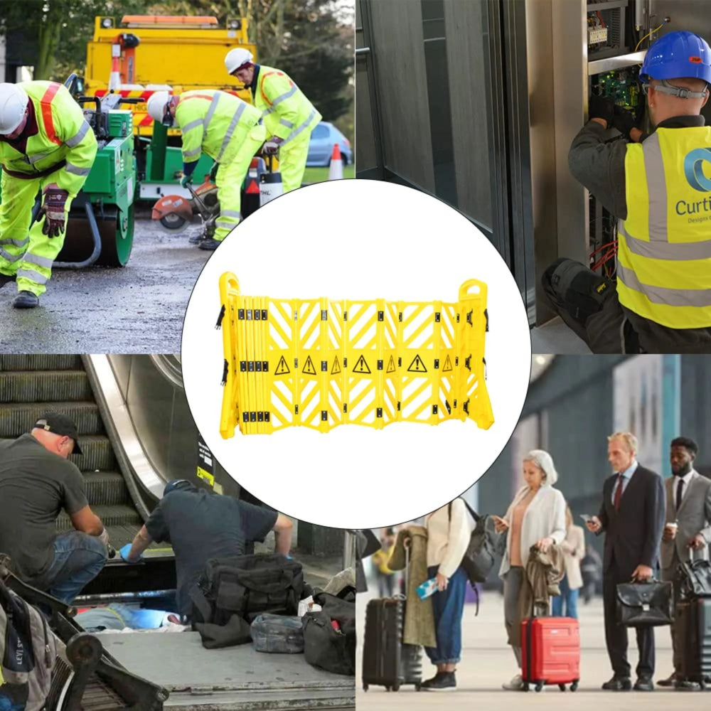 Expandable Safety Barrier 4Meter | Yellow Extendable Crowd Control Barrier with Wheels
