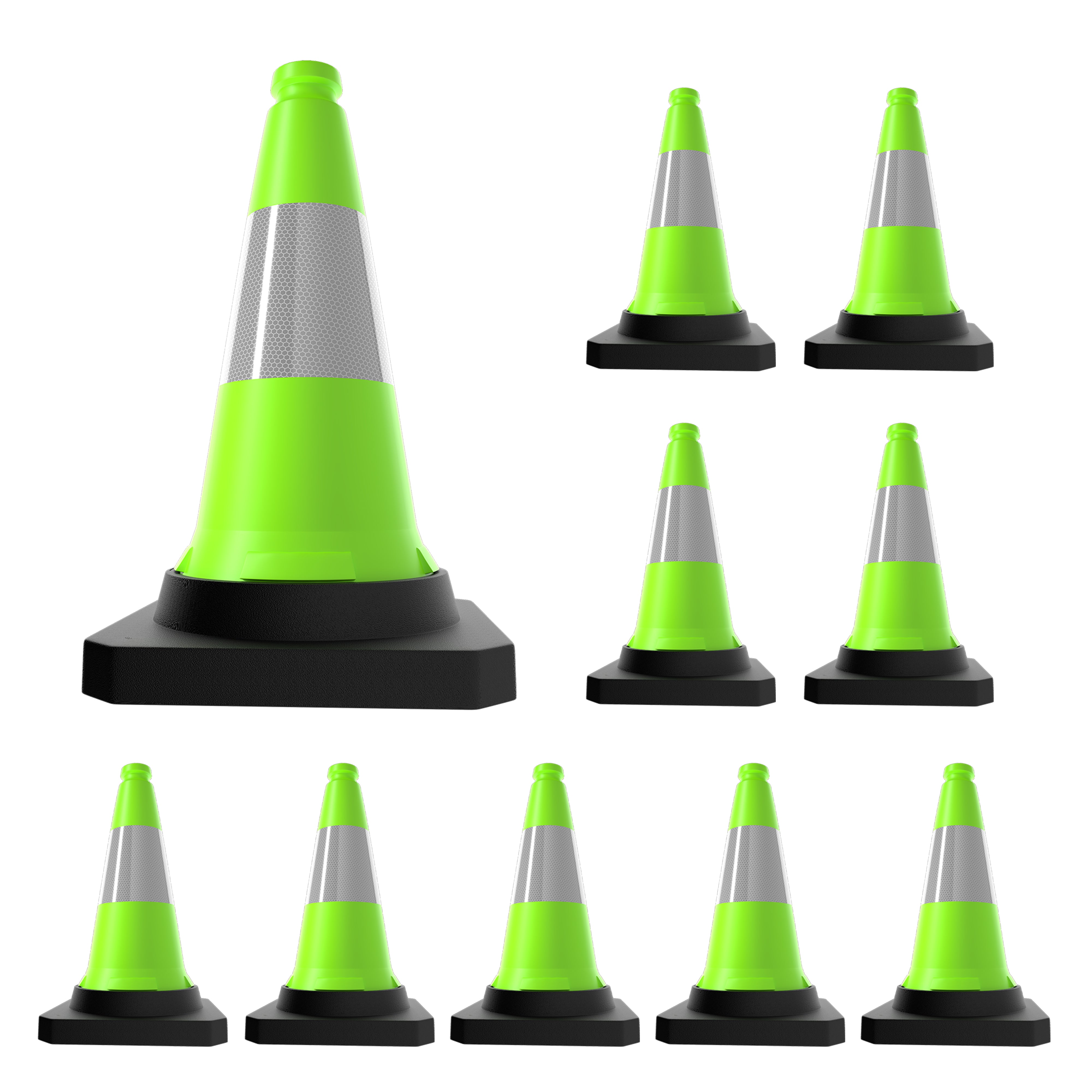 500mm Green Traffic Cone High Visibility Reflective