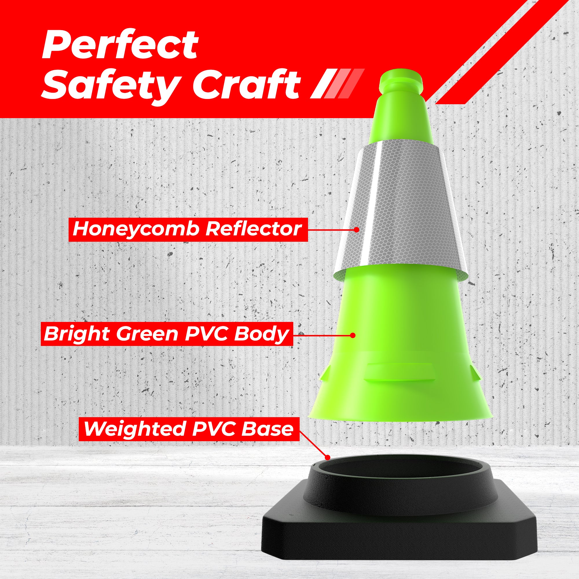 500mm Green Traffic Cone High Visibility Reflective