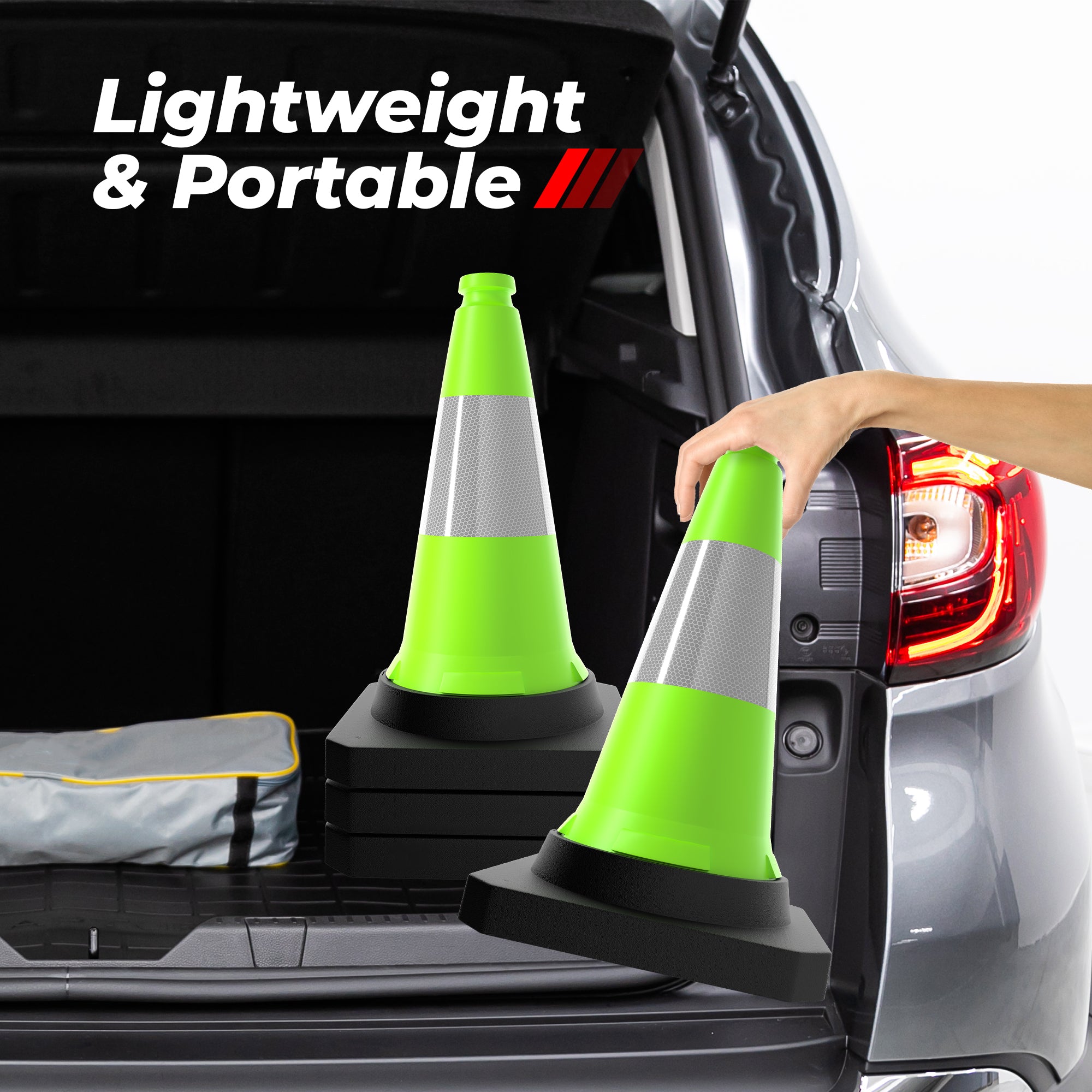 500mm Green Traffic Cone High Visibility Reflective