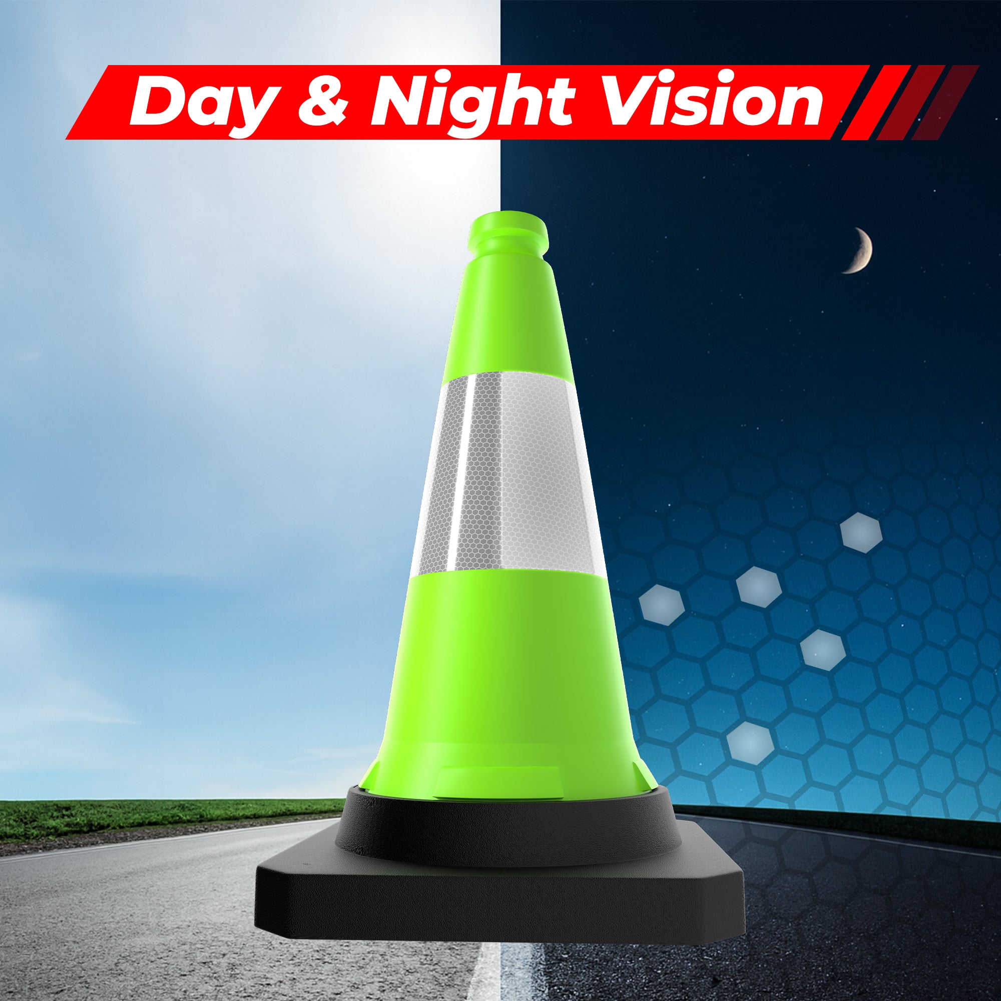 500mm Green Traffic Cone High Visibility Reflective