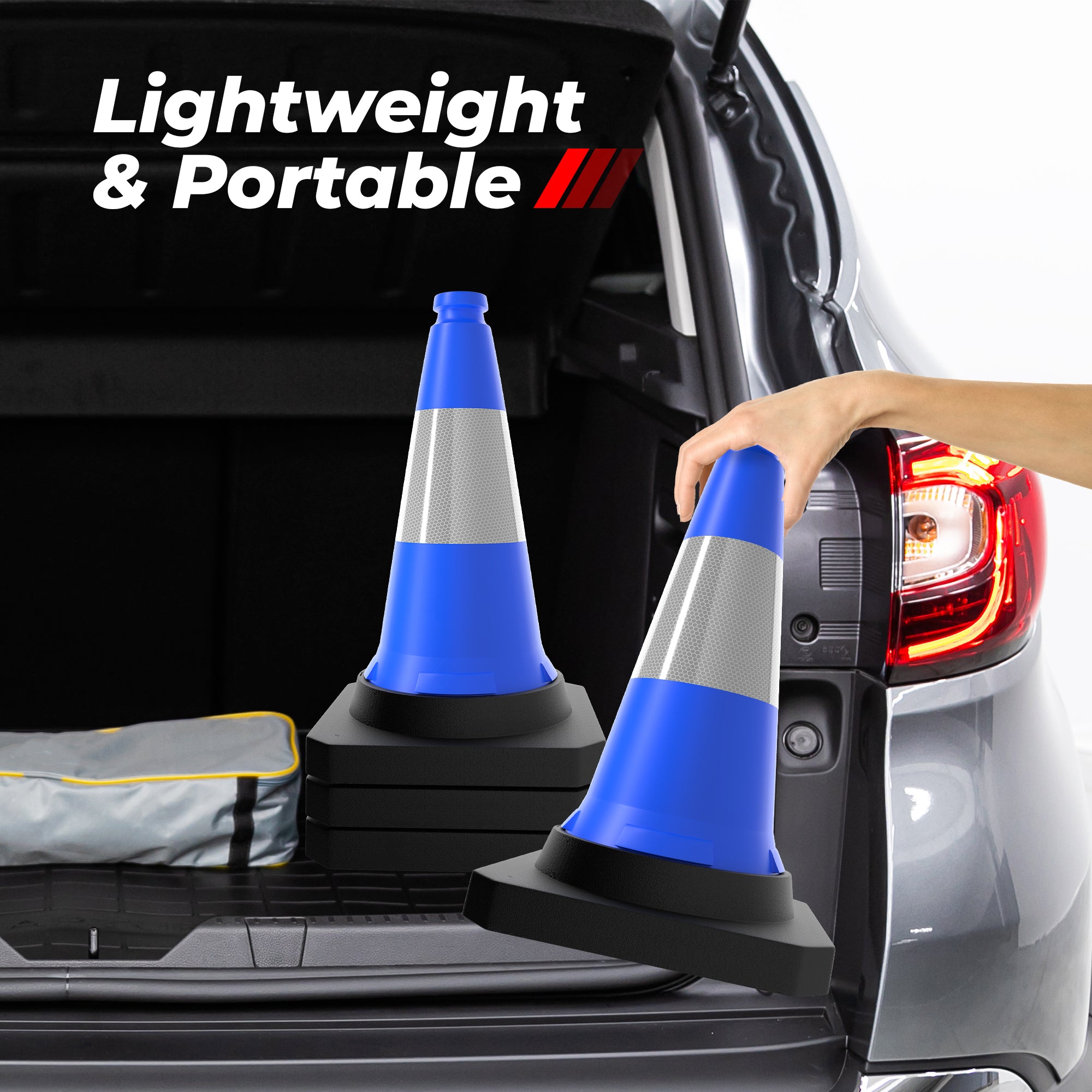 500mm Blue Traffic Cone High Visibility Reflective