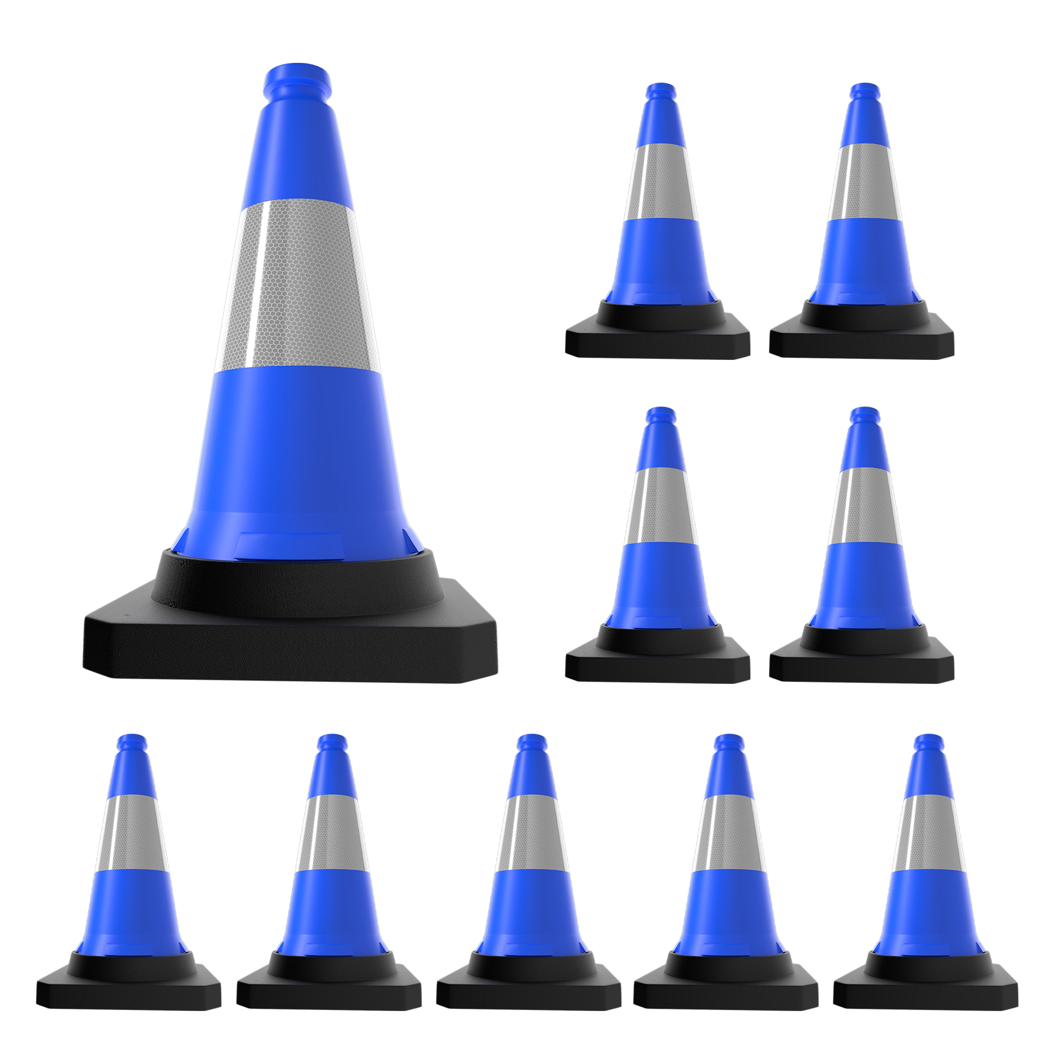500mm Blue Traffic Cone High Visibility Reflective