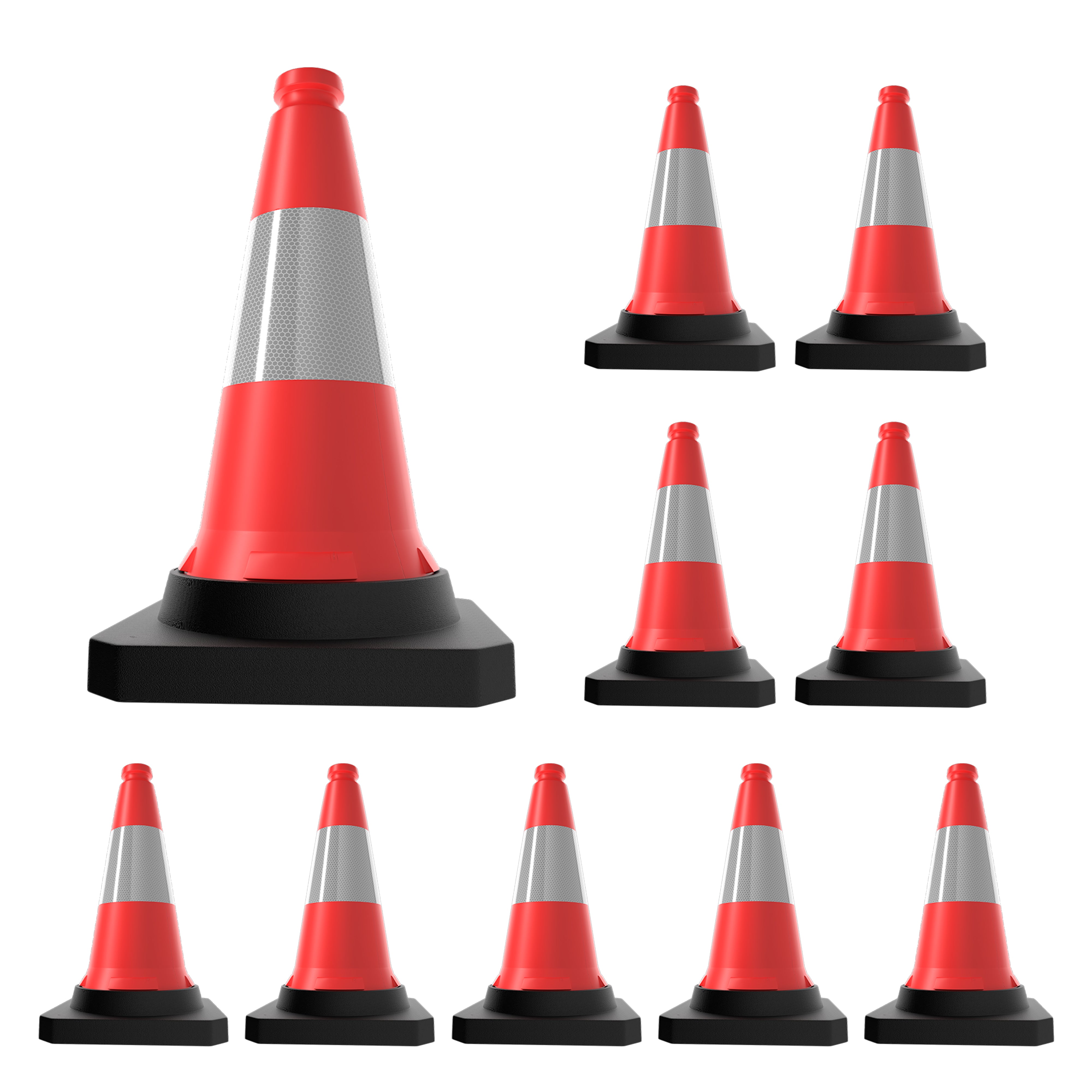 500mm Red Traffic Cone High Visibility Reflective
