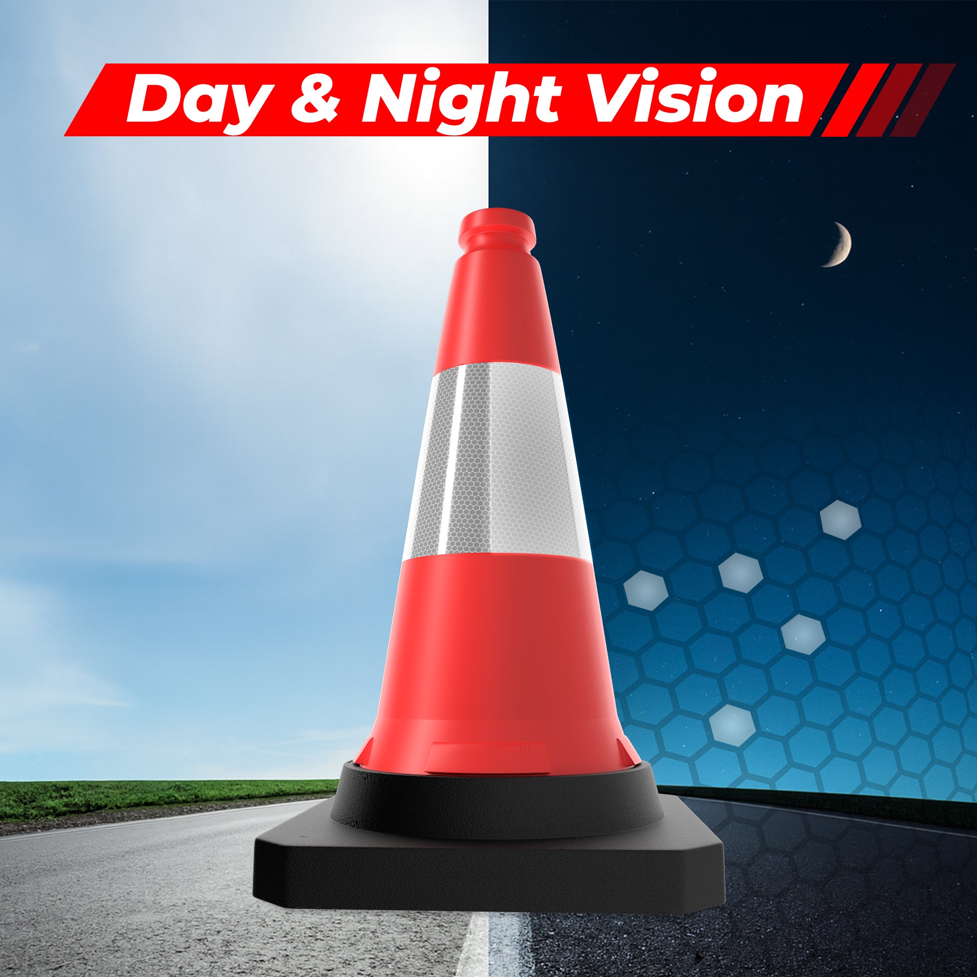 500mm Red Traffic Cone High Visibility Reflective