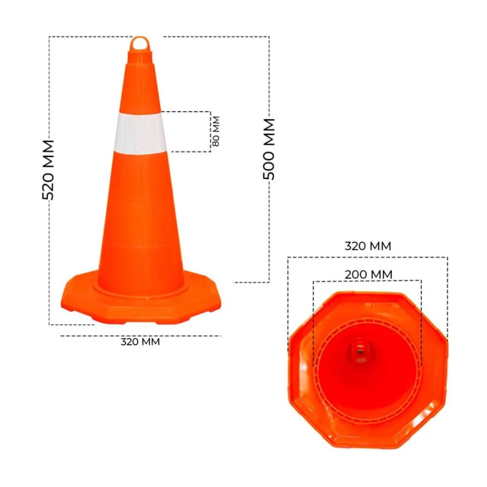 50CM Traffic Cone | Unbreakable PVC Reflective Safety Cone – Orange