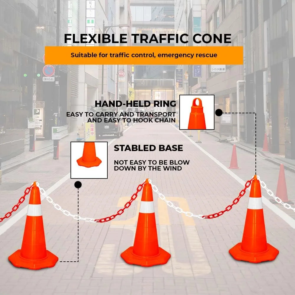 50CM Traffic Cone | Unbreakable PVC Reflective Safety Cone – Orange