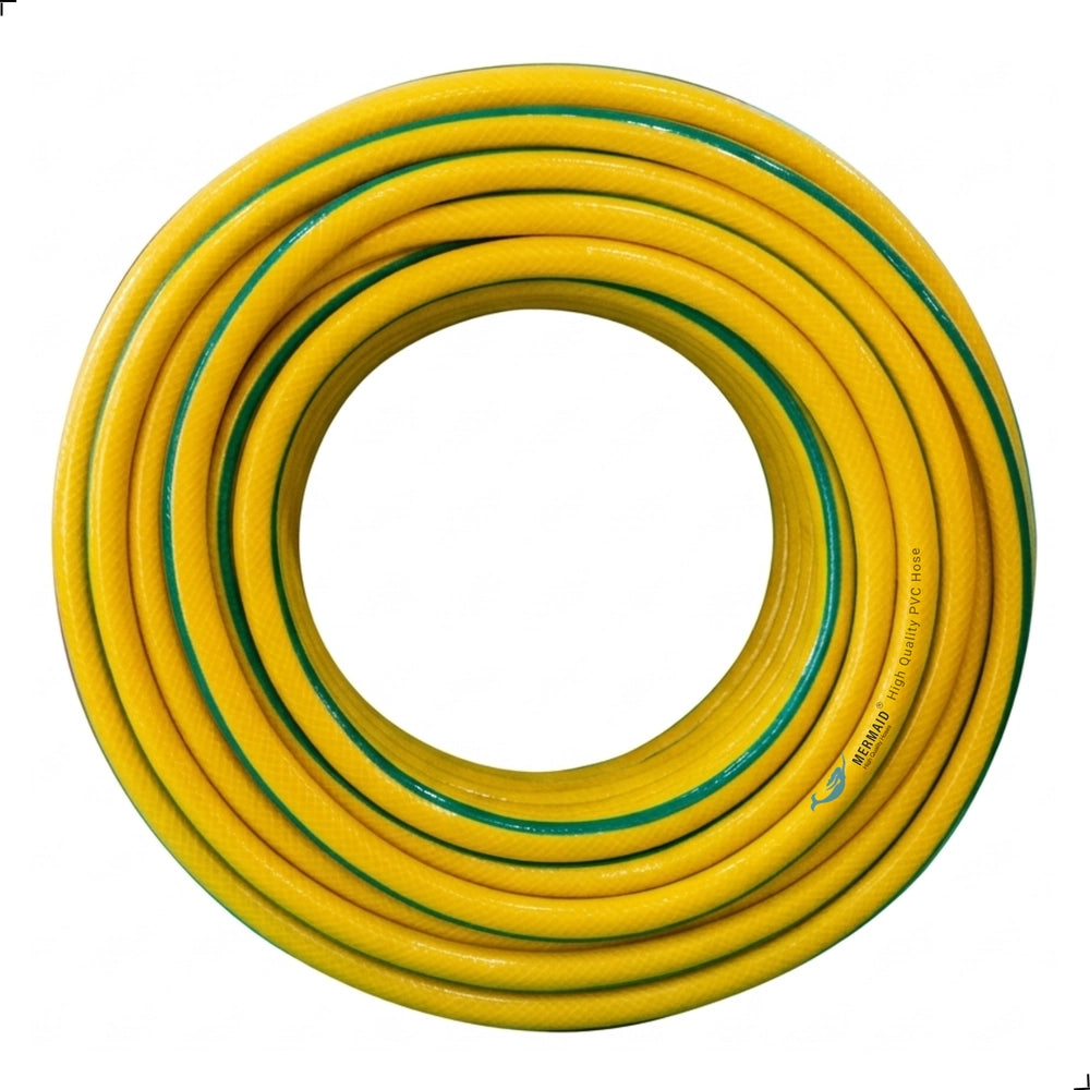 1/2 Inch 50Meter Reinforced Garden Hose Pipe | 4 Layer PVC Water Hose - Yellow
