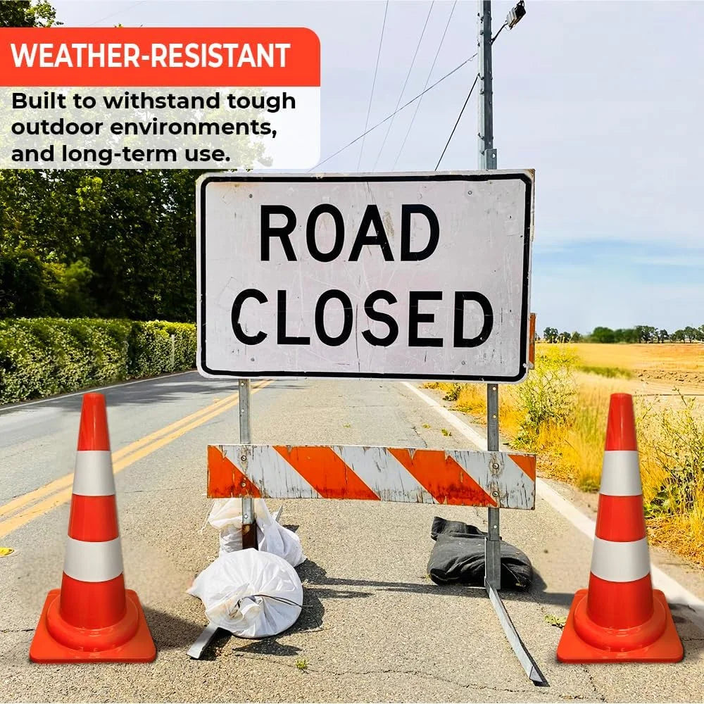 55cm flexible PVC road safety cone with reflective bands for outdoor use