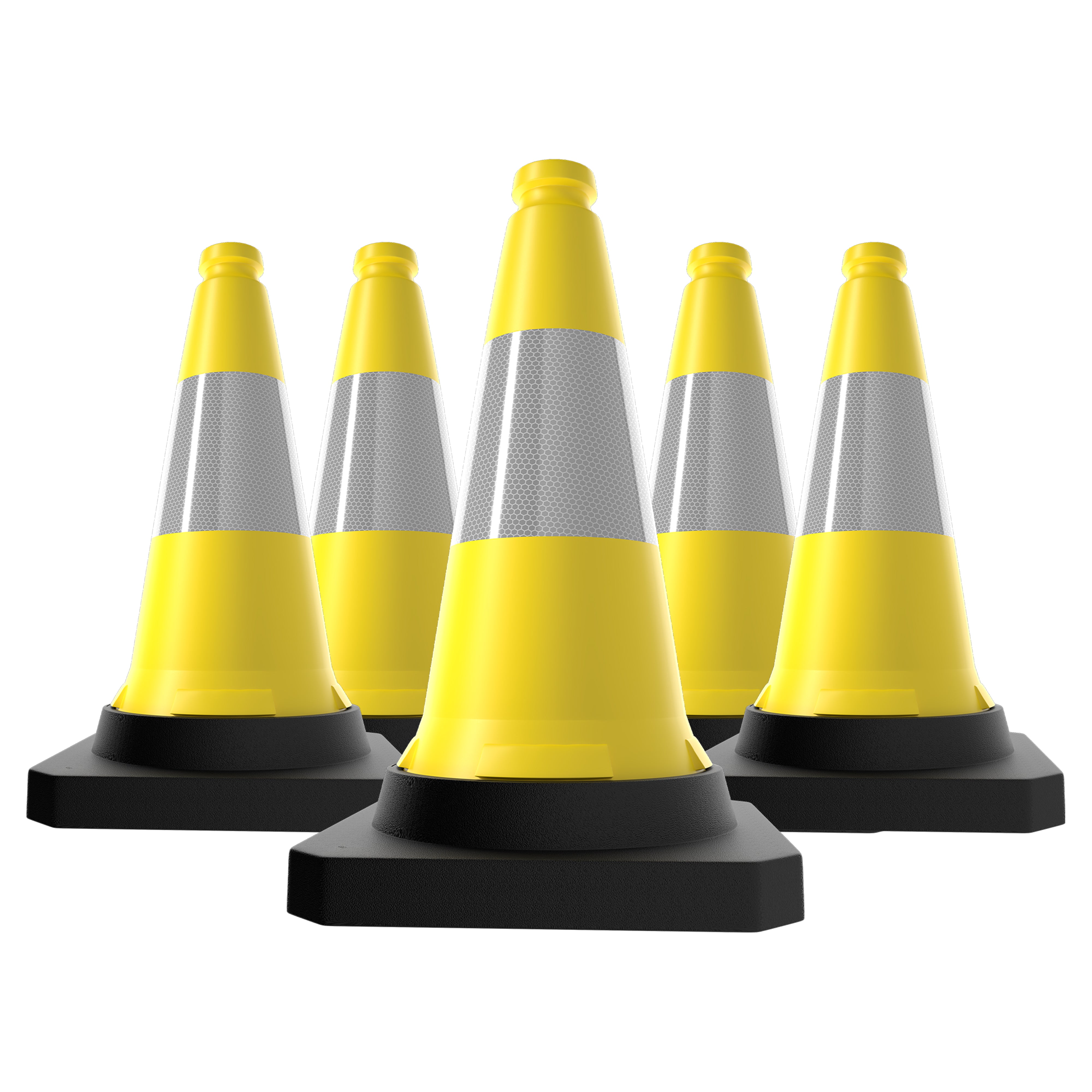 500mm Yellow Traffic Cone High Visibility Reflective