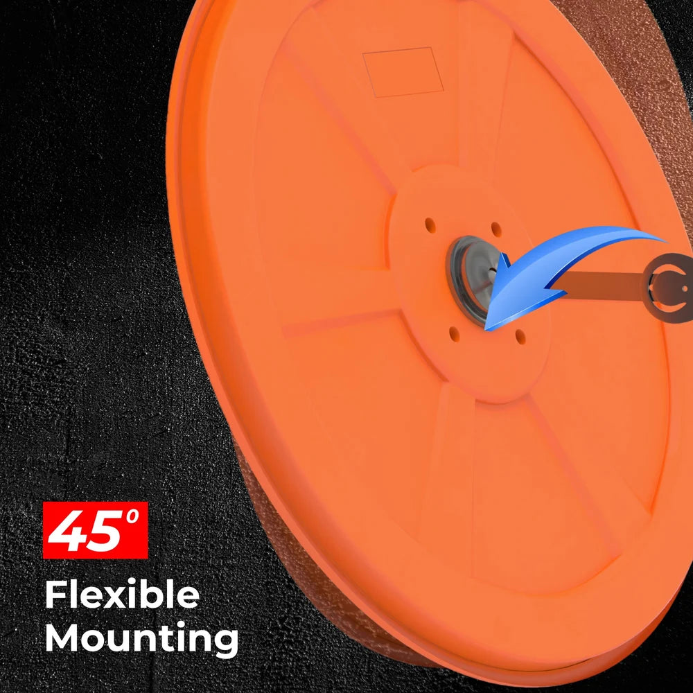 orange convex mirror for parking area safety and monitoring