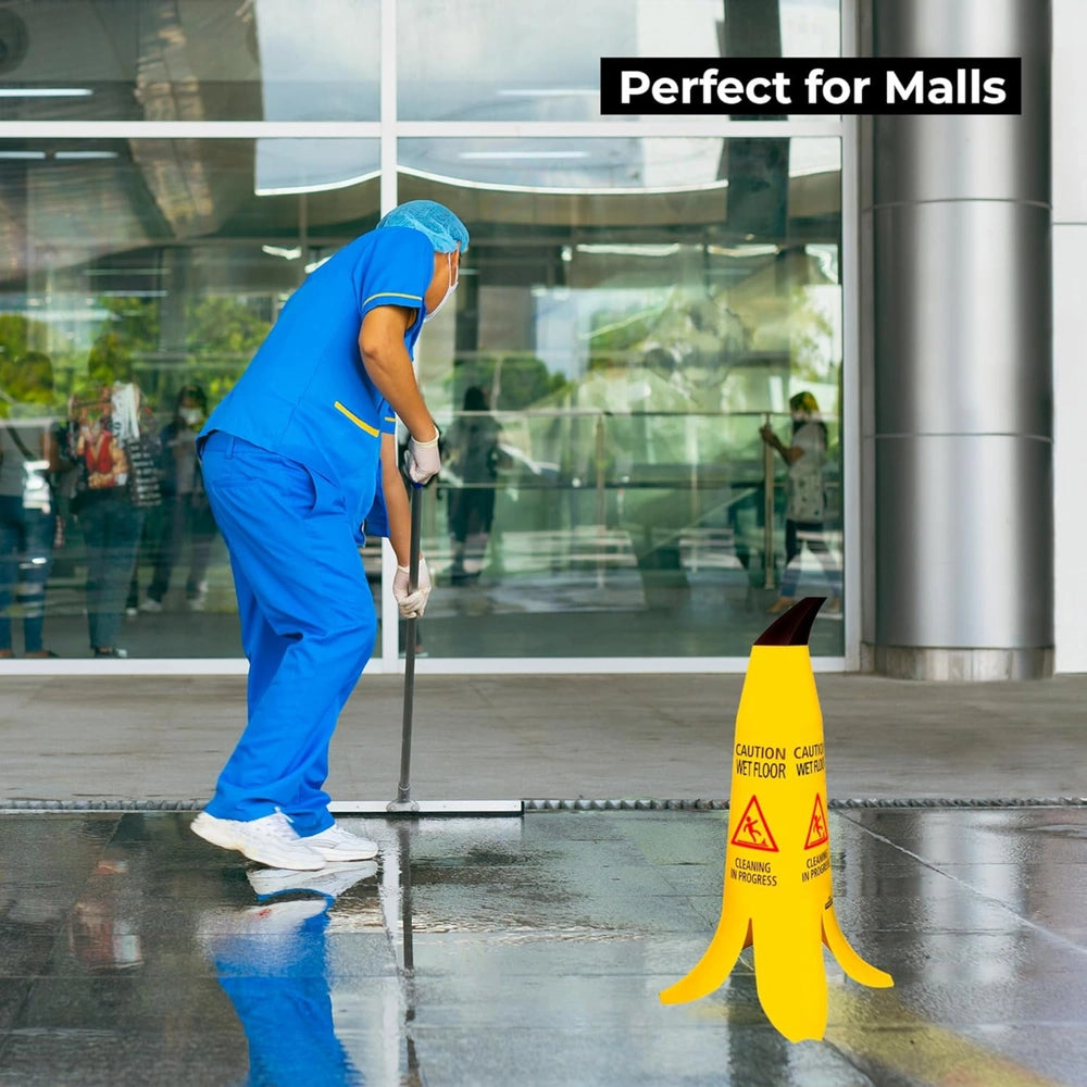 60CM Caution Wet Floor Cone | Yellow 4-Sided Banana Safety Sign
