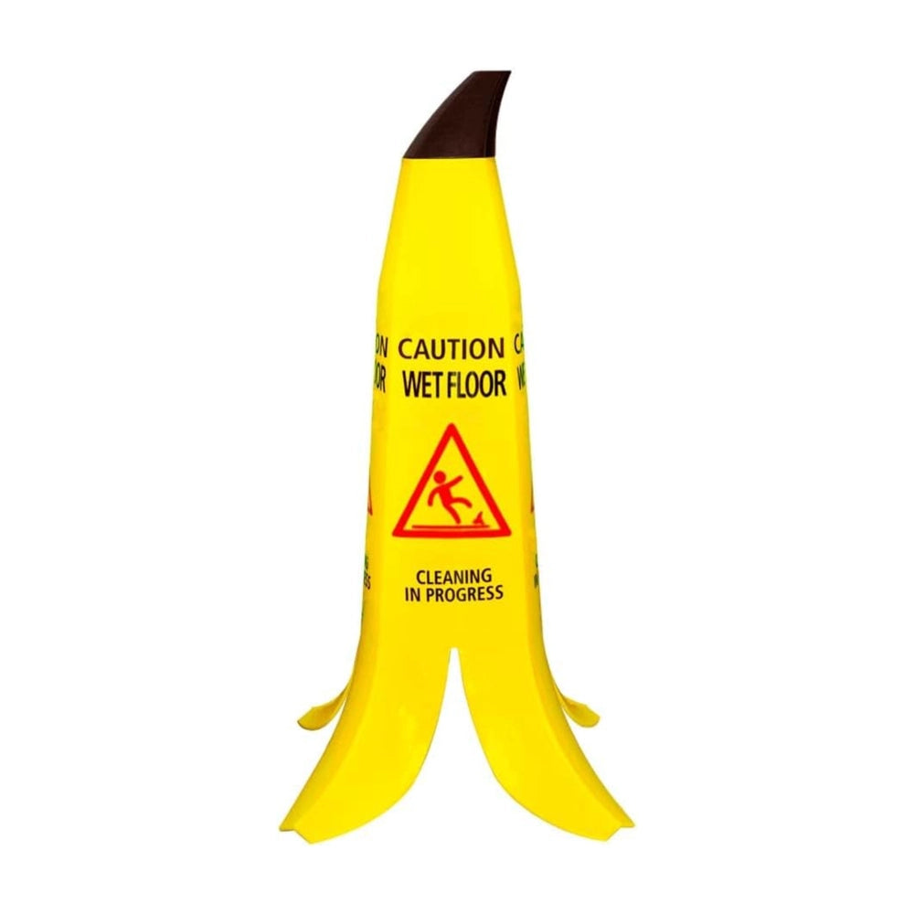 60CM Caution Wet Floor Cone | Yellow 4-Sided Banana Safety Sign