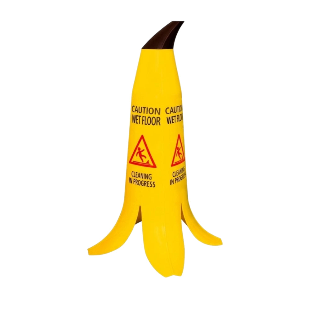 60CM Caution Wet Floor Cone | Yellow 4-Sided Banana Safety Sign