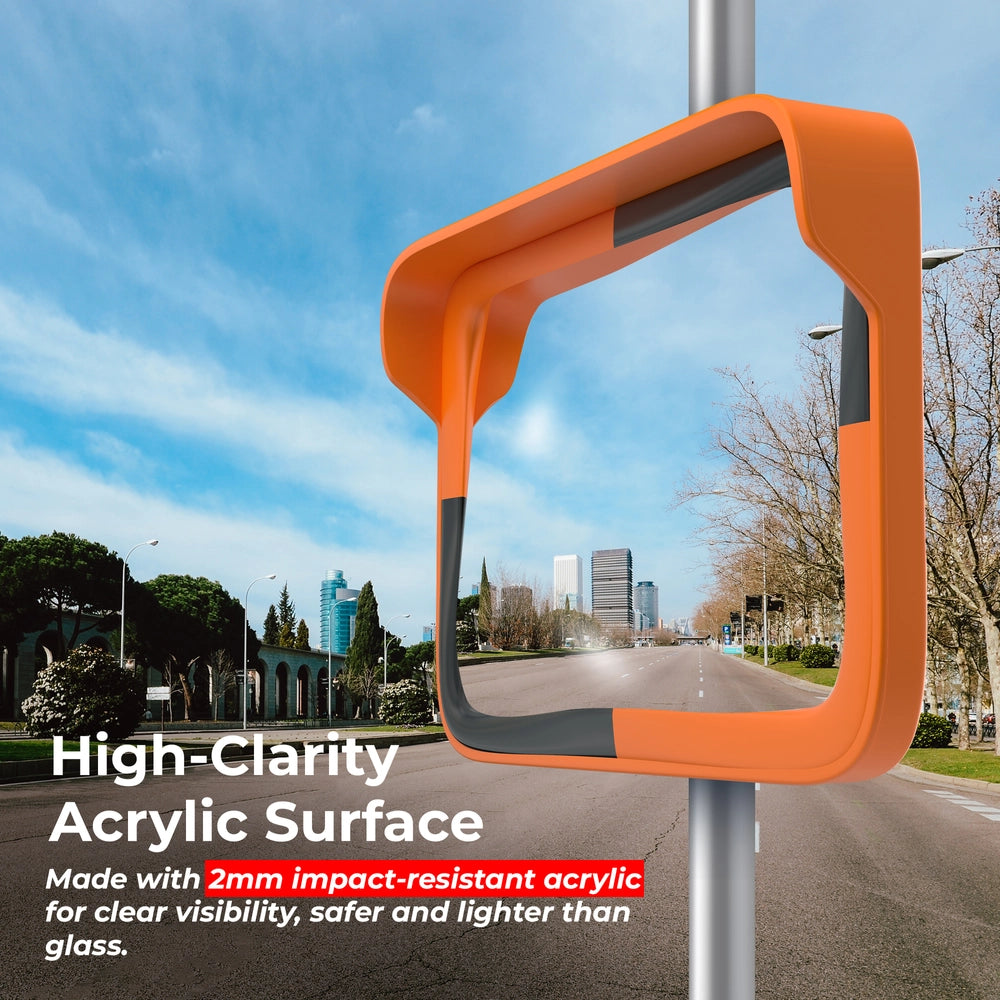 Convex Safety Mirror - Orange | 80×60CM Rectangular Wide Angle Blind Spot Mirror