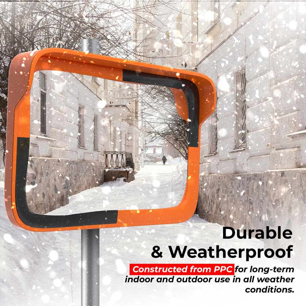 Convex Safety Mirror - Orange | 80×60CM Rectangular Wide Angle Blind Spot Mirror