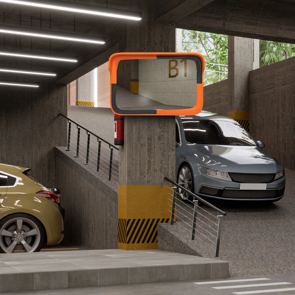 Convex Safety Mirror - Orange | 80×60CM Rectangular Wide Angle Blind Spot Mirror