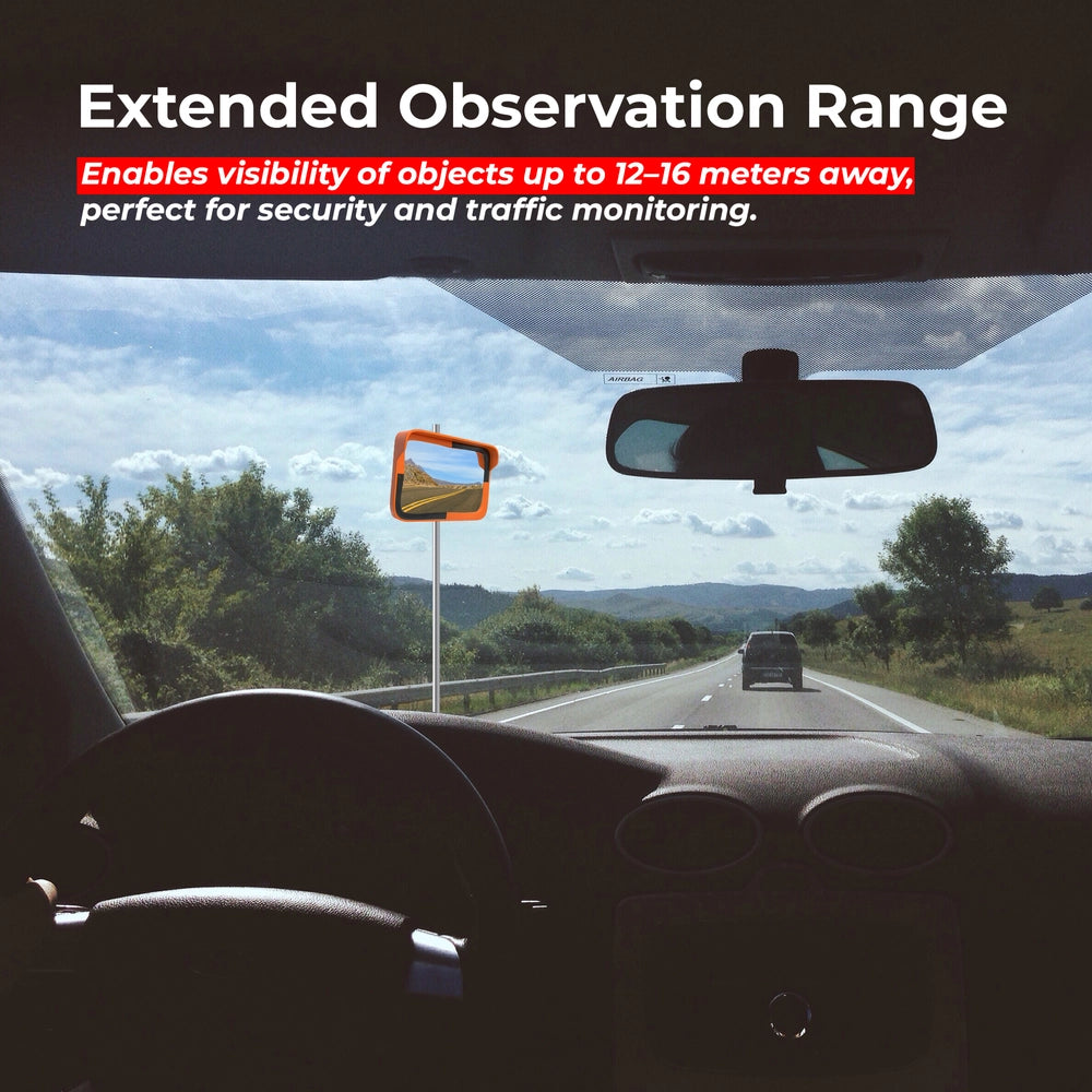 Convex Safety Mirror - Orange | 80×60CM Rectangular Wide Angle Blind Spot Mirror