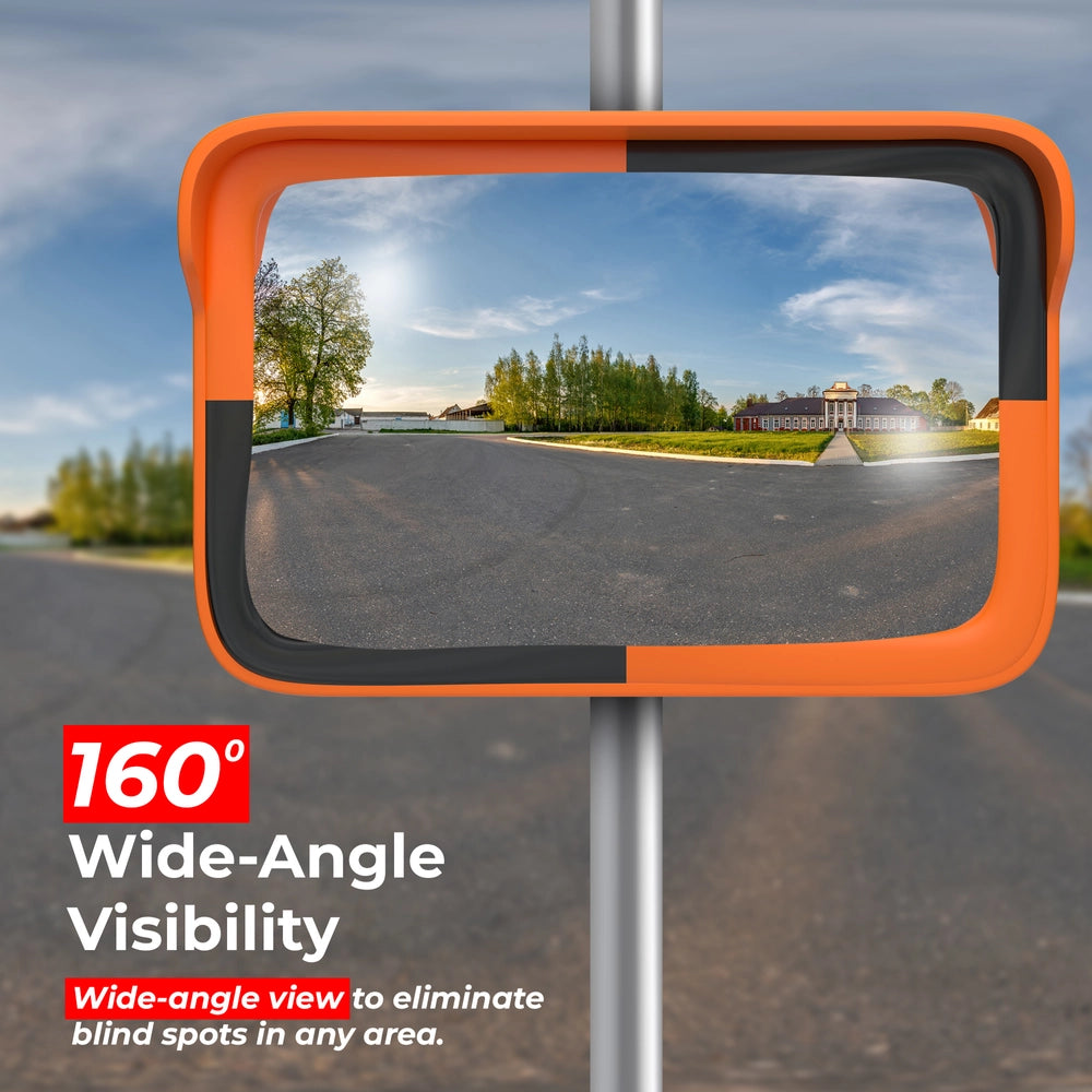 Convex Safety Mirror - Orange | 80×60CM Rectangular Wide Angle Blind Spot Mirror