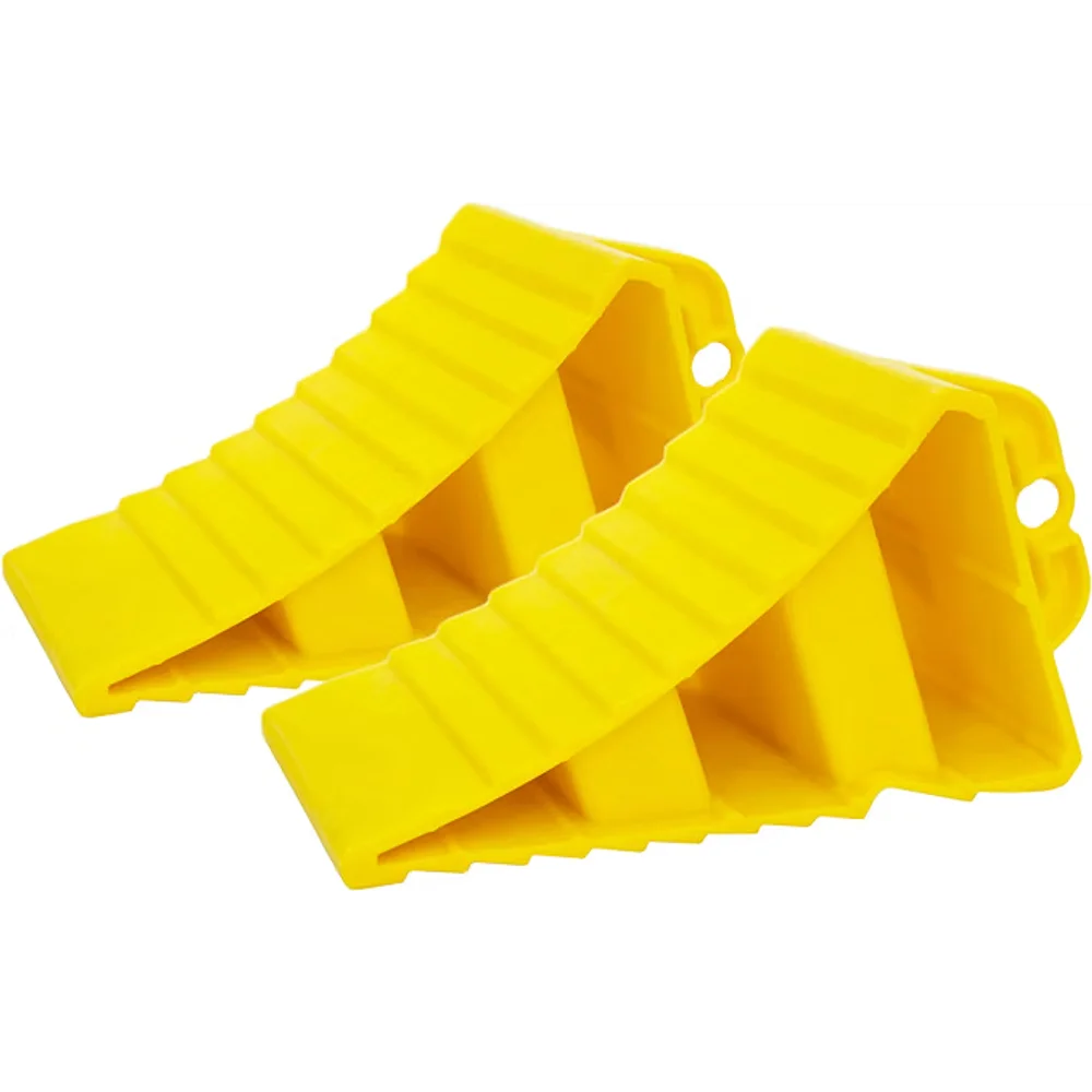 Berry Yellow Plastic Wheel Chock with Handle | Lightweight Non-Slip Wheel Stopper