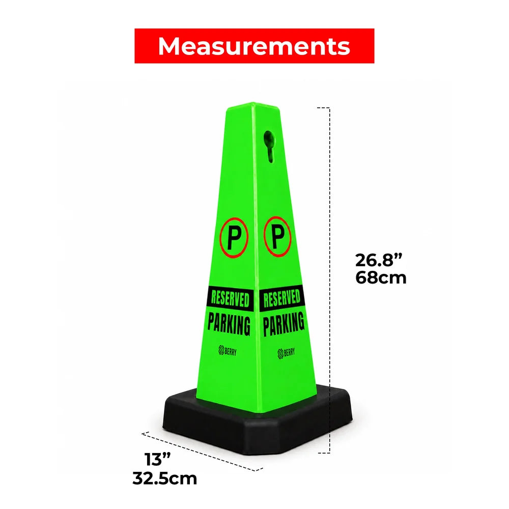 Berry Reserved Parking Cone 67CM Green with Weighted Base