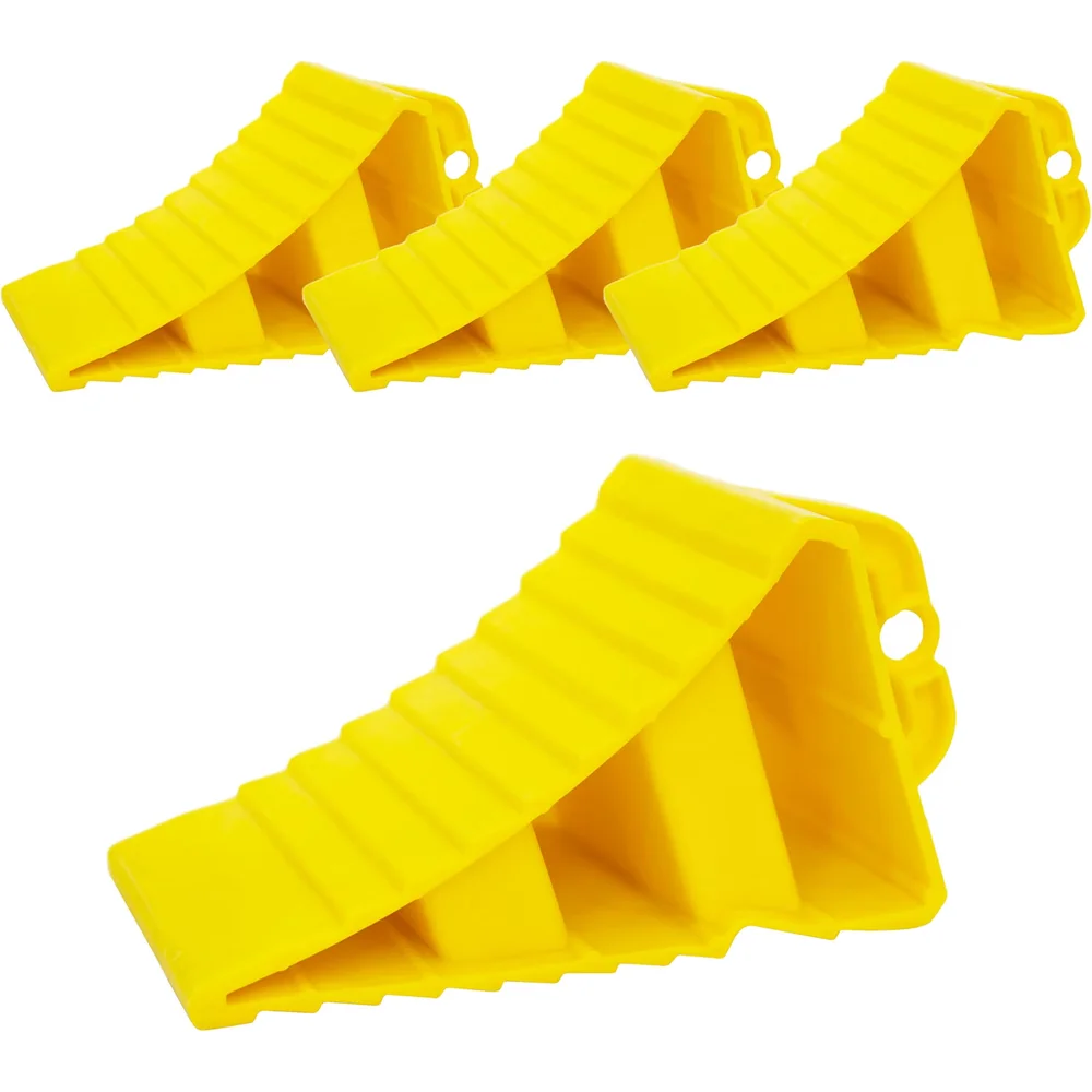 Berry Yellow Plastic Wheel Chock with Handle | Lightweight Non-Slip Wheel Stopper